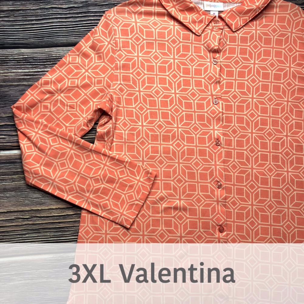 LULAROE 3XL VALENTINA BUTTON DOWN TOP LONG SLEEVE; NWT
